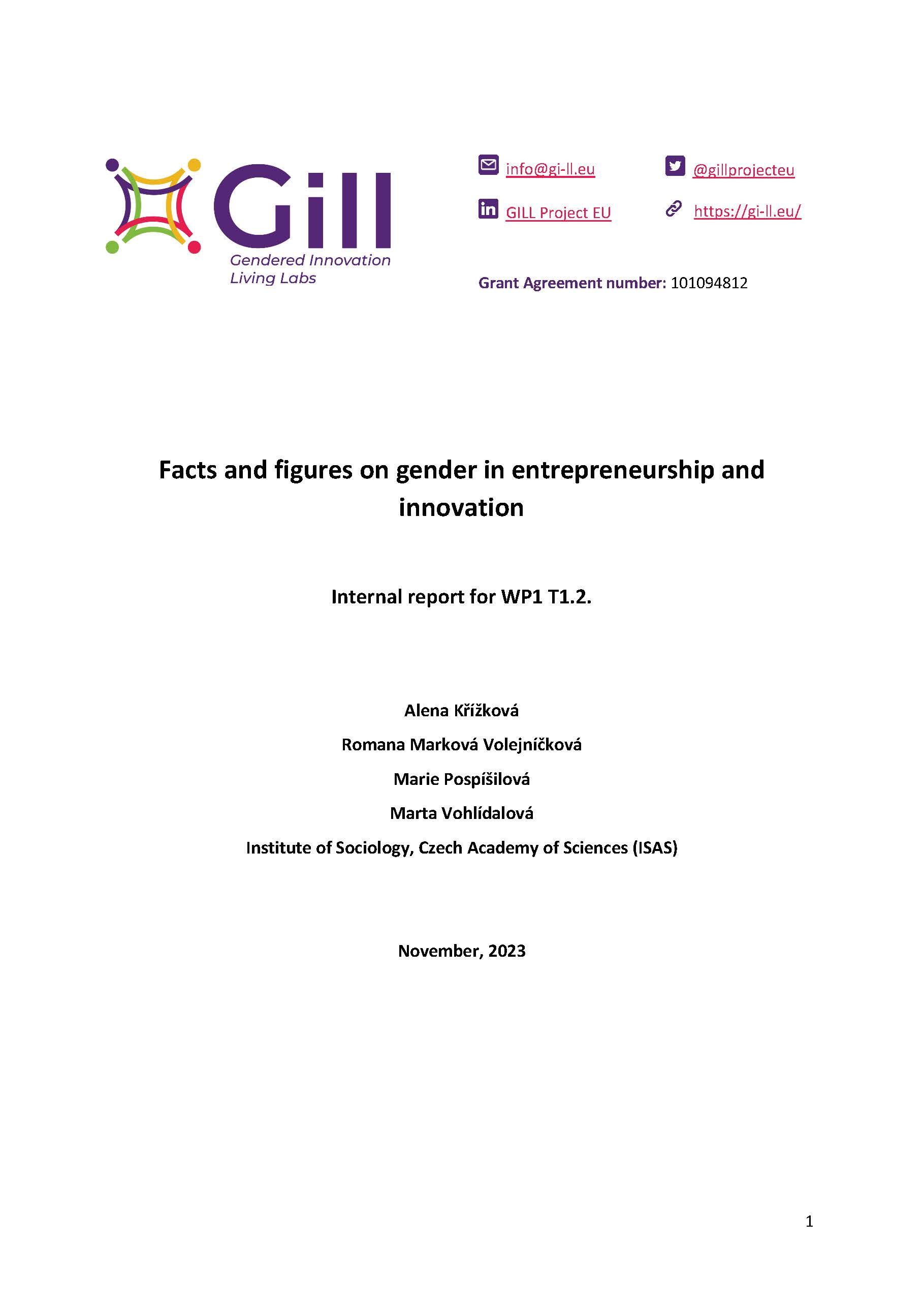 Facts and figures on gender in entrepreneurship and inovation