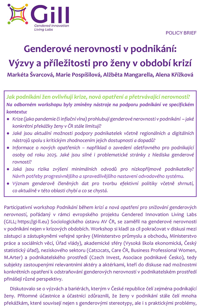 Genderové nerovnosti v podnikání: Výzvy a příležitosti pro ženy v období krizí