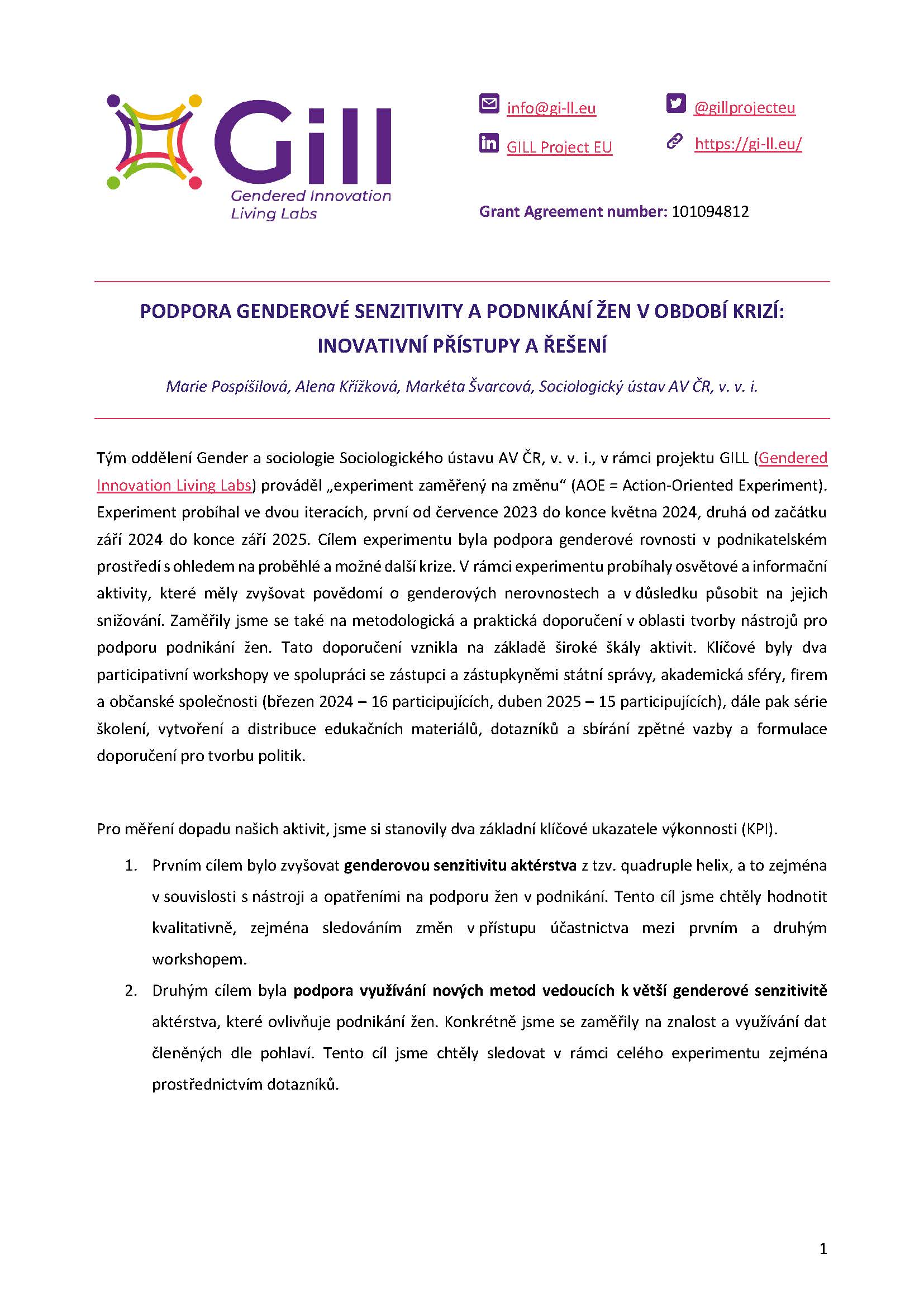 Podpora genderové senzitivity a podnikání žen v období krizí:  Inovativní přístupy a řešení